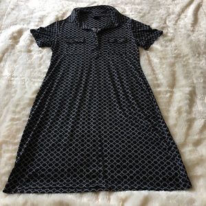 Black and white collared shirt dress